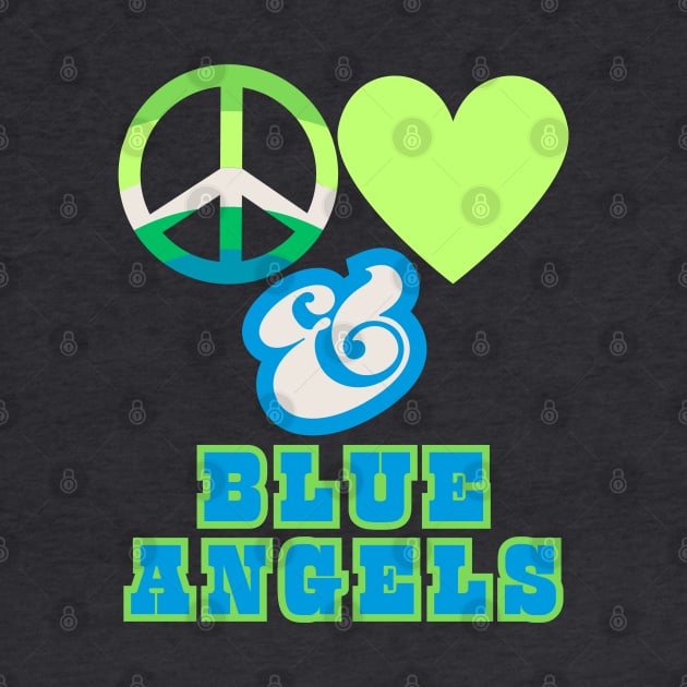 Peace, Love & Blue Angels  - Pacific Northwest Retro Pop Electric Green Style by SwagOMart